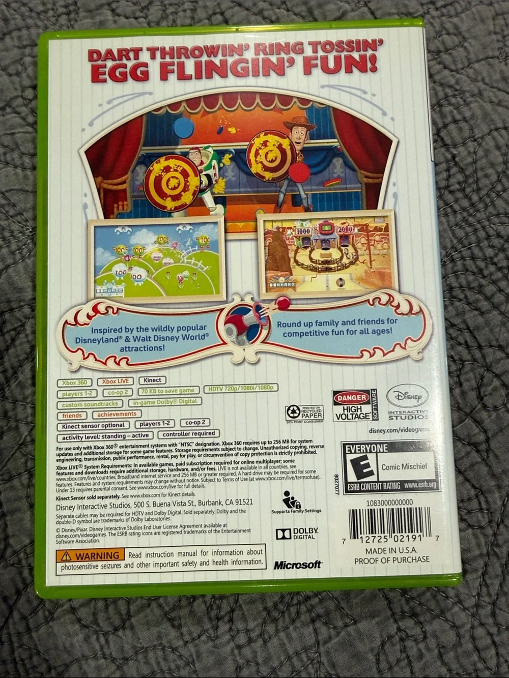 Toy Story Mania! Xbox 360 Game - Green Case